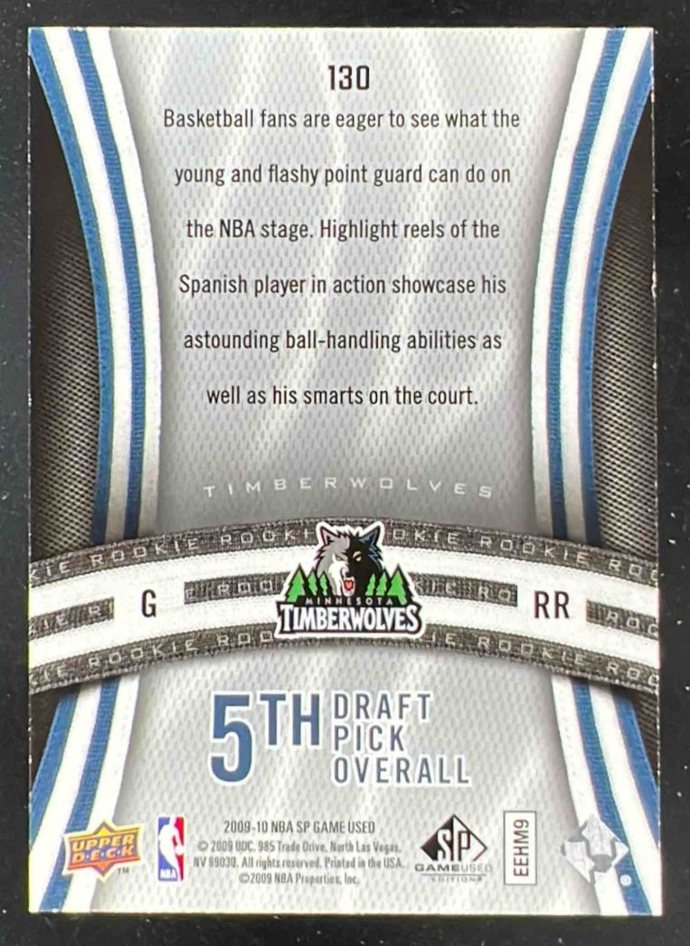 2009-10 SP Game Used #130 Ricky Rubio RC Rookie /399