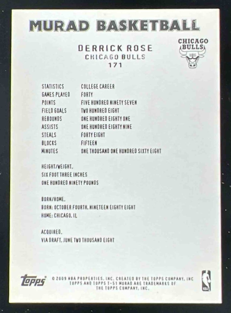 2008-09 Topps T-51 Murad #171a Derrick Rose RC