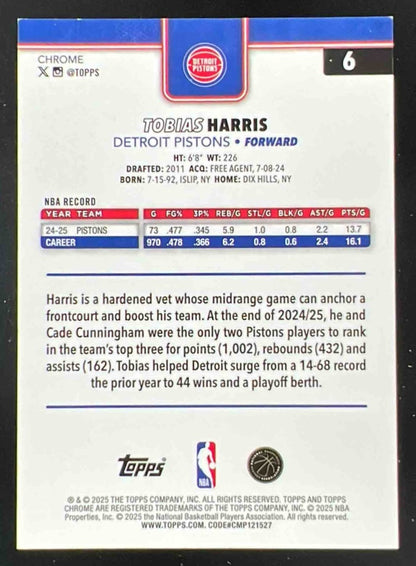 2025-26 Topps Chrome 1st Day Issue Silver Refractor #6 Tobias Harris /12