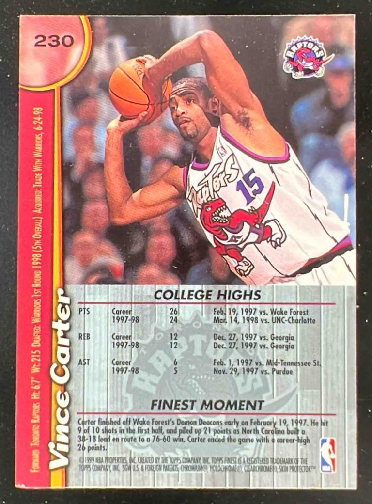 1998-99 Topps Finest #230 Vince Carter RC