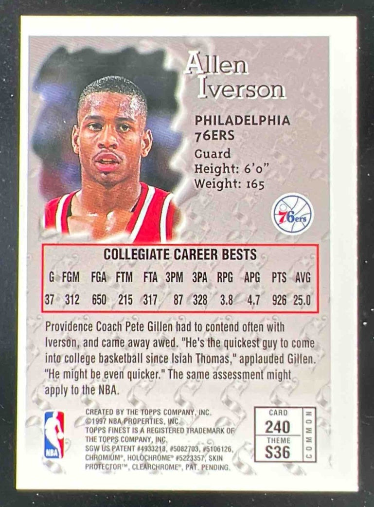 1996-97 Topps Finest Bronze #240 Allen Iverson