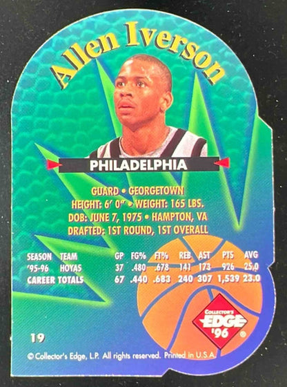 1996 Collector's Edge Rookie Rage Die Cuts #19 Allen Iverson