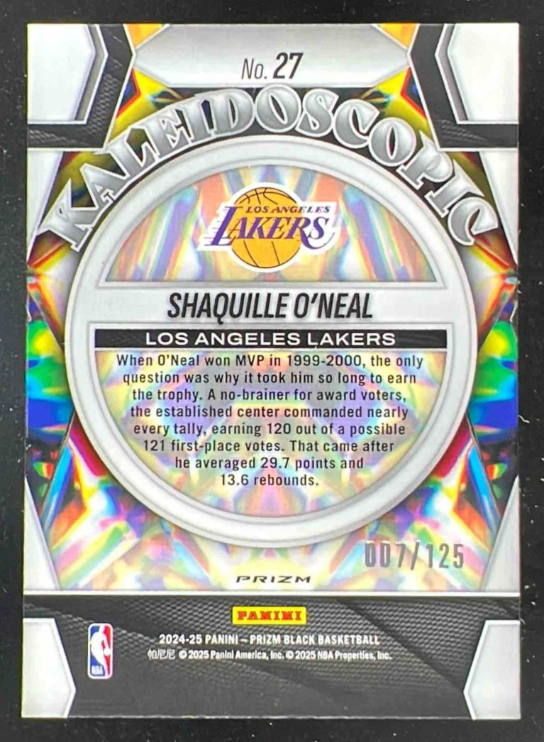 2024 Panini Prizm Black Kaleidoscopic Blue Ice Prizms #27 Shaquille O'Neal /125