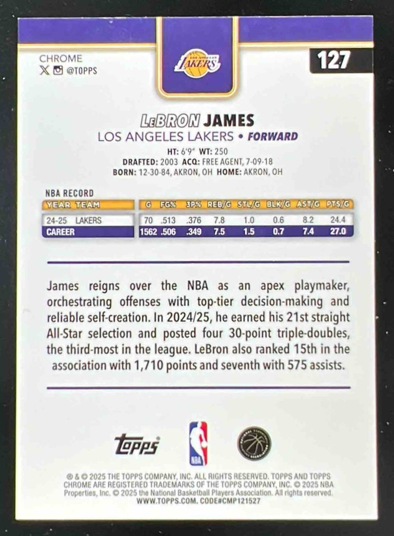 2025-26 Topps Chrome X-Fractor #127 LeBron James