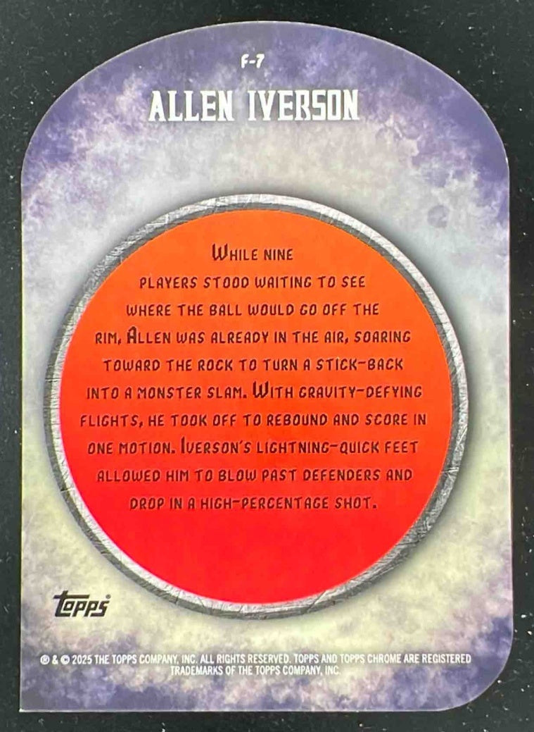 2024-25 Topps Finest Finishers Black Refractor #F-7 Allen Iverson /25