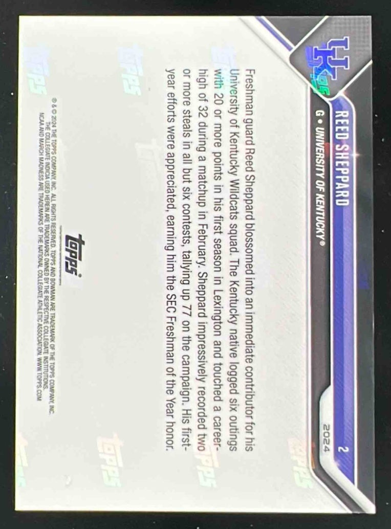 2024 Topps Bowman Now March Madness #2 Reed Sheppard