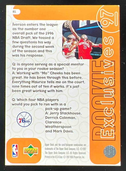 1996-97 Upper Deck Rookie Exclusives #R1 Allen Iverson RC