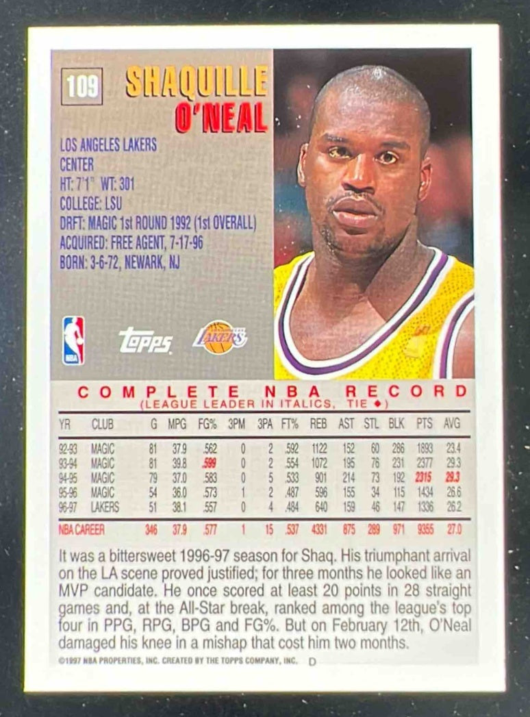 1997-98 Topps #109 Shaquille O'Neal
