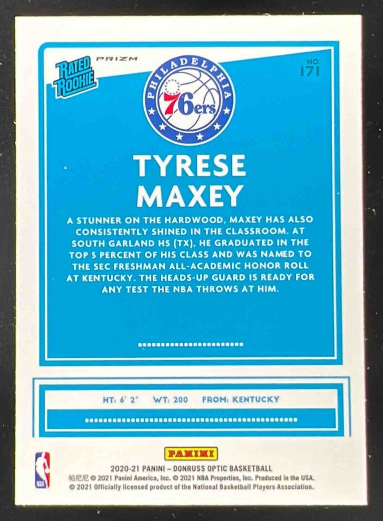 2020-21 Panini Donruss Optic Purple #171 Tyrese Maxey RC