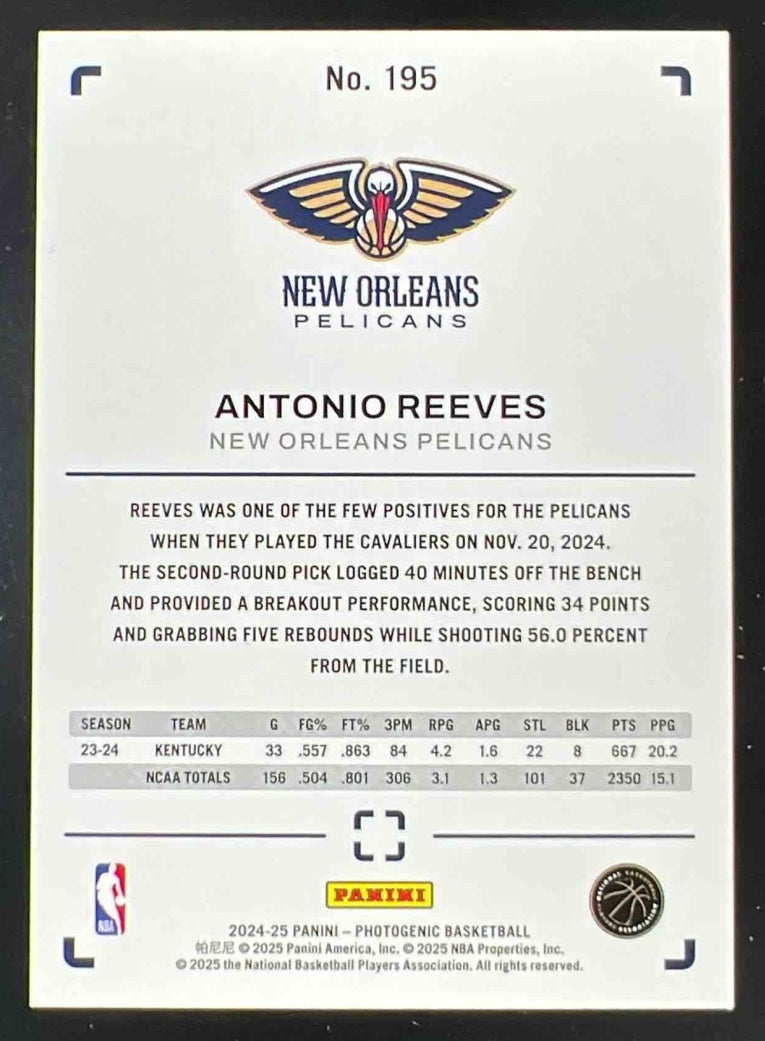2024-25 Panini Photogenic Gold #195 Antonio Reeves /10