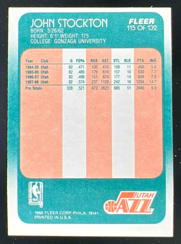1988-89 Fleer #115 John Stockton RC