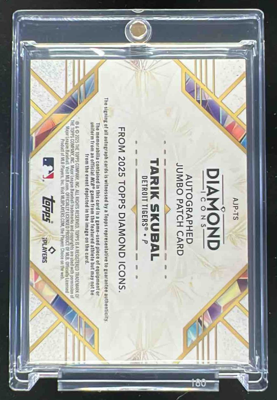 2025 Topps Diamond Icons Jumbo Patch Gold #AJP-TS Tarik Skubal Auto 1/1