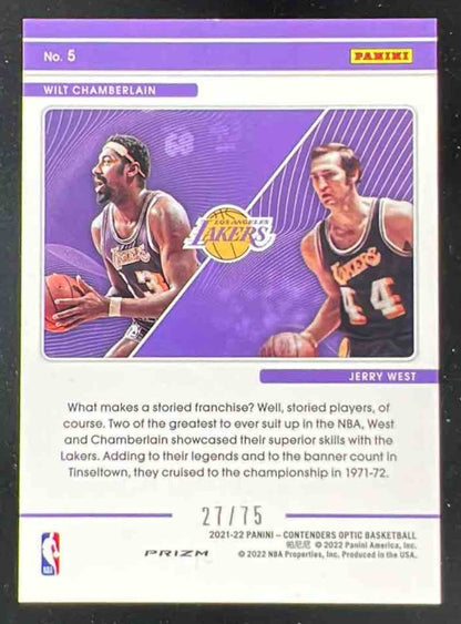 2021 Contenders Optic Legendary Blue Cracked Ice Jerry West Wilt Chamberlain /75