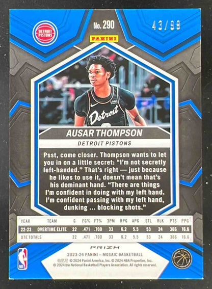 2023-24 Panini Mosaic Purple #290 Ausar Thompson RC City Edition /99