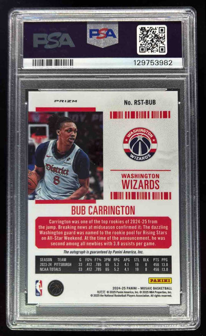 2024-25 Mosaic Contenders Optic Choice #RST-BUB Bub Carrington RC Auto PSA 10