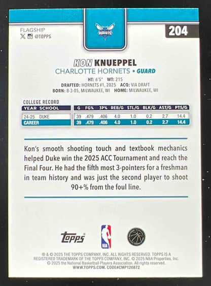 2025-26 Topps Diamante #204 Kon Knueppel RC