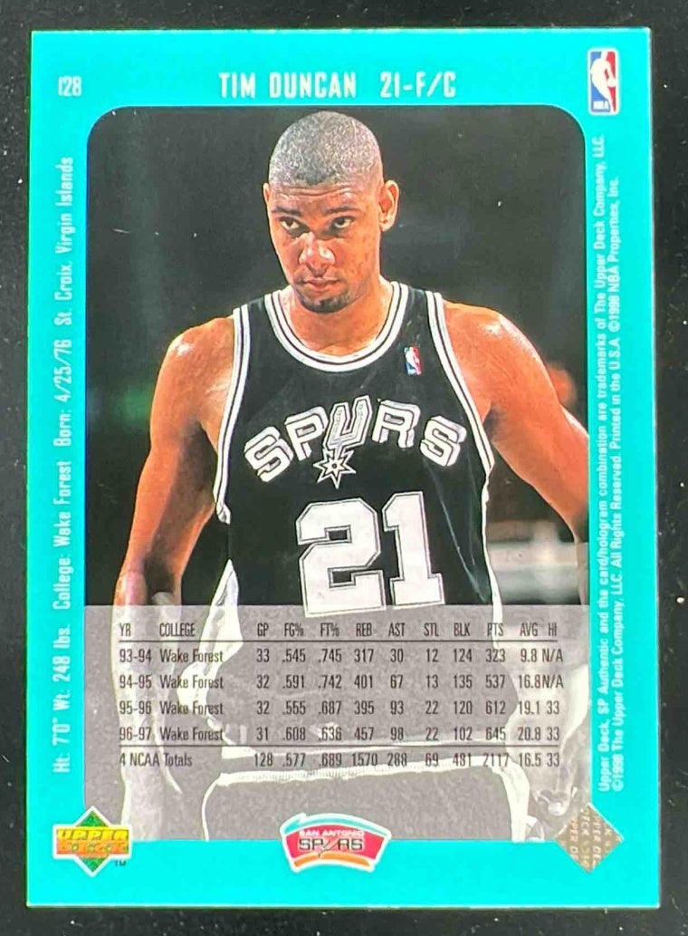 1997-98 SP Authentic #128 Tim Duncan RC