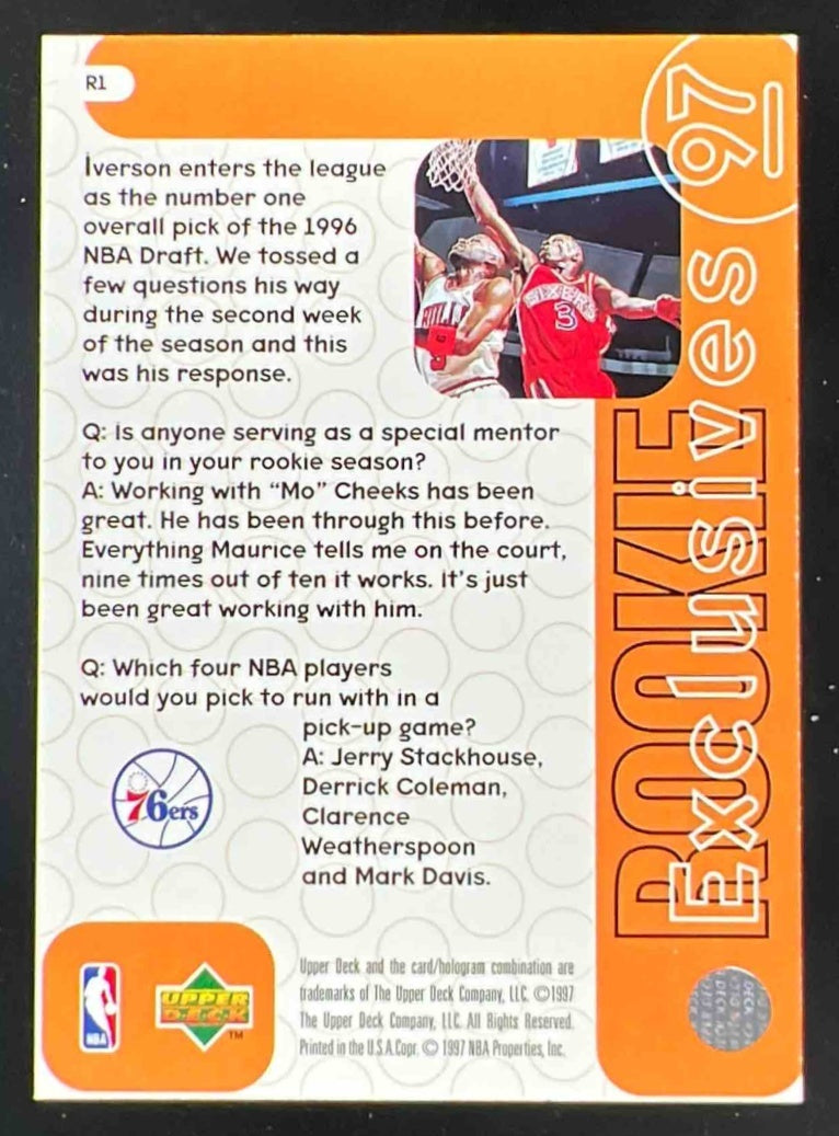 1996-97 Upper Deck Rookie Exclusives #R1 Allen Iverson RC