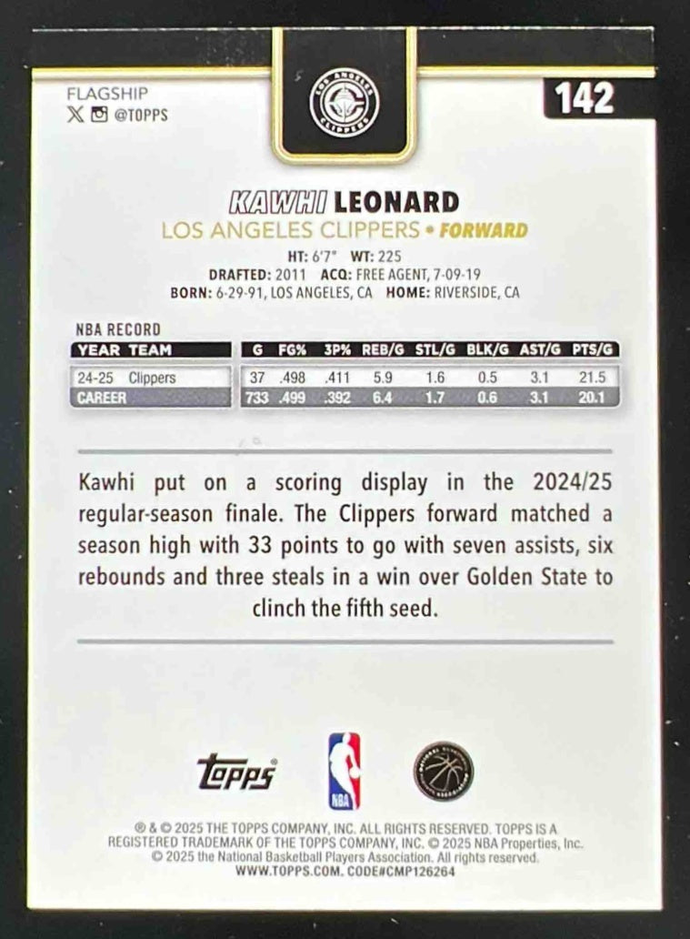2025-26 Topps Cart Load #142 Kawhi Leonard /25