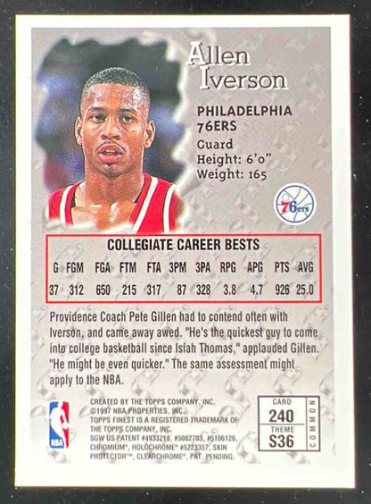 1996-97 Topps Finest Bronze #240 Allen Iverson