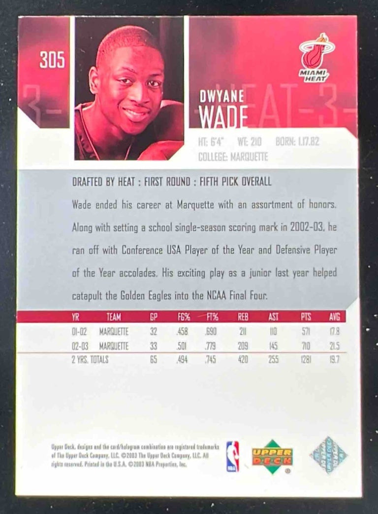 2003-04 Upper Deck #305 Dwyane Wade RC