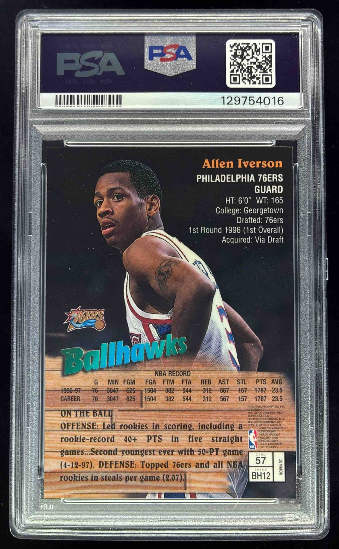 1997-98 Topps Finest #57 Allen Iverson Bronze PSA 8
