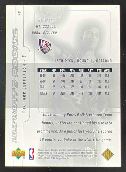 2001-02 Upper Deck Ultimate Collection #79 Richard Jefferson RC Ultra Rare /250