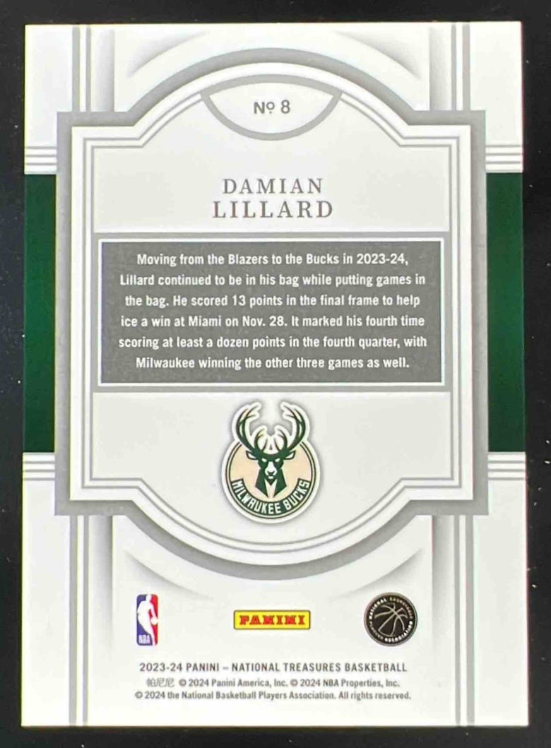 2023-24 Panini National Treasures #8 Damian Lillard /99