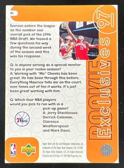 1996-97 Upper Deck Rookie Exclusives #R1 Allen Iverson RC