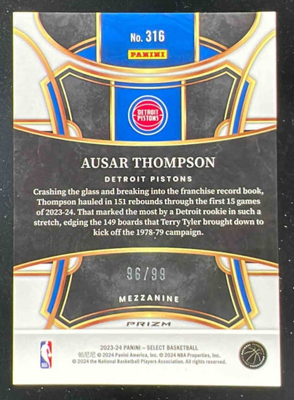 2023-24  Select Pink Cracked Ice Prizms #316 Ausar Thompson RC Mezzanine /99