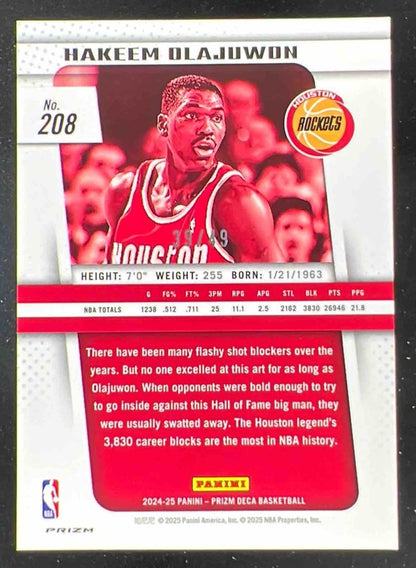 2024-25 Panini Prizm Deca Orange Prizms #208 Hakeem Olajuwon /49