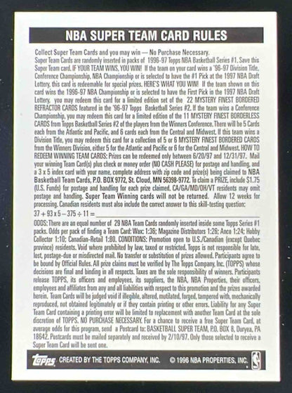 1996 Topps Super Team Card Rules #MH Miami Heat