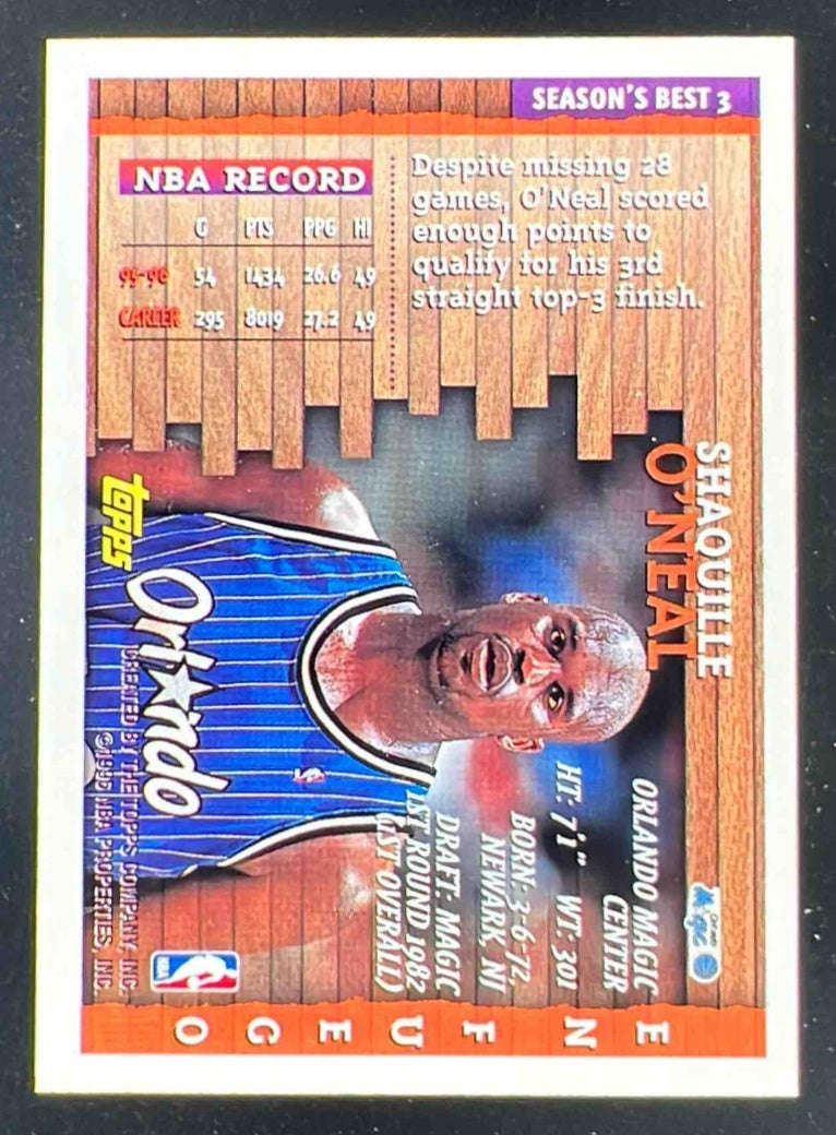 1996-97 Topps Chrome Season's Best #3 Shaquille O'Neal