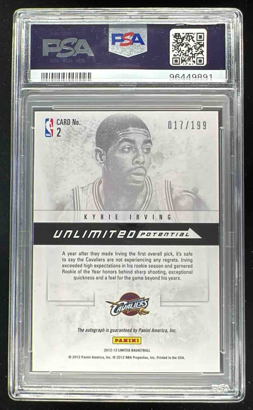 2012-13 Limited Unlimited Potential Signatures Kyrie Irving RC Auto /199 PSA 10