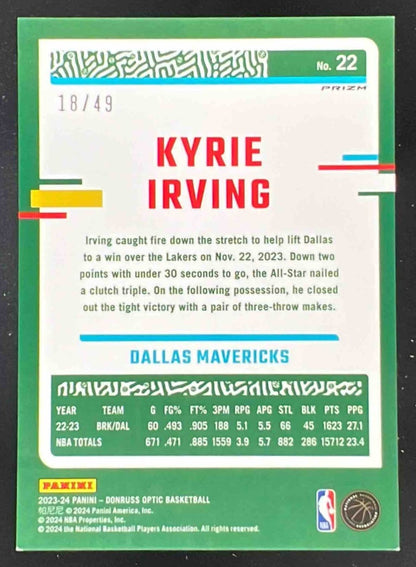 2023-24 Panini Donruss Optic Fast Break Blue #22 Kyrie Irving /49