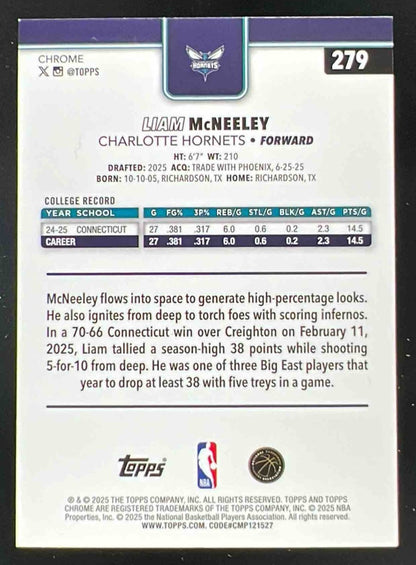 2025-26 Topps Chrome RayWave Green Refractor #279 Liam McNeeley RC /99