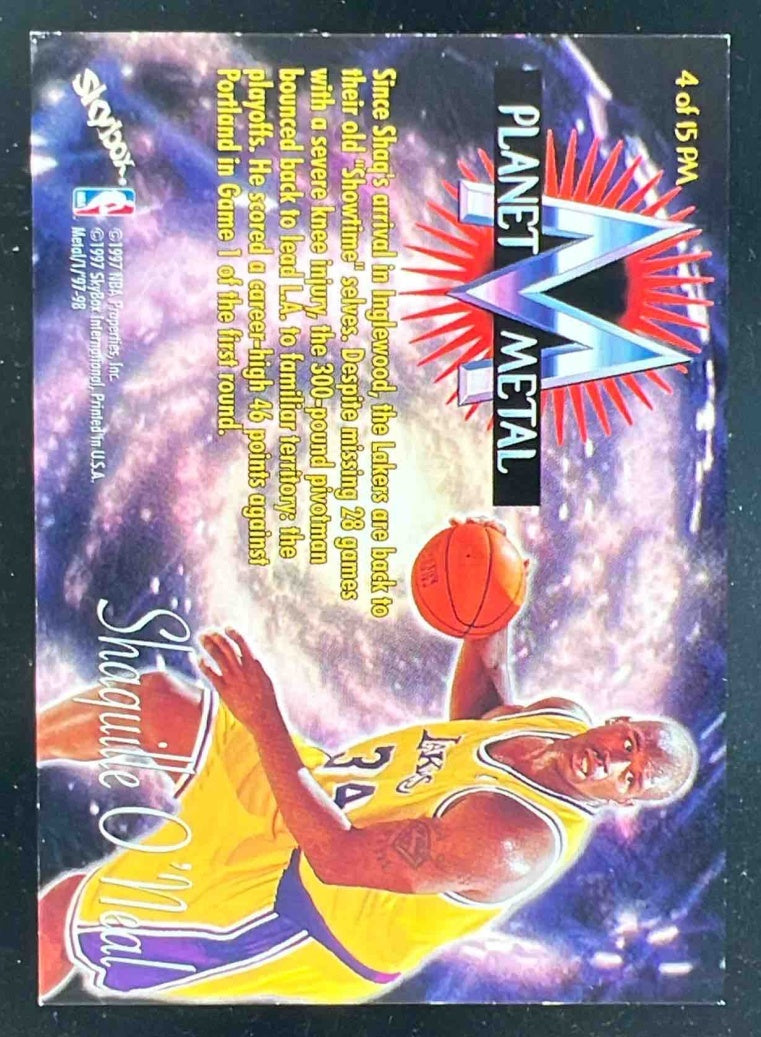 1997-98 Skybox Metal Universe Planet Metal #4 PM Shaquille O'Neal
