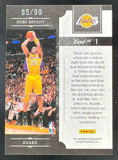 2010 Panini Elite Black Box Reigning Threes Signatures #1 Kobe Bryant Auto /99