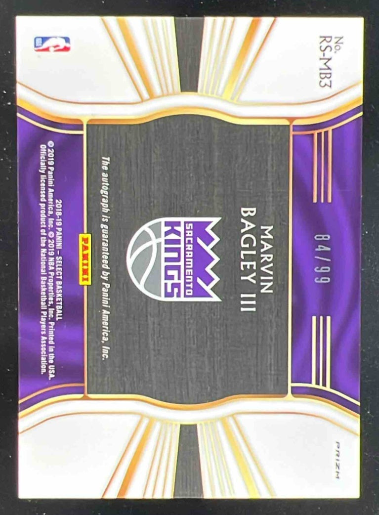 2018 Select Rookie Signatures Neon Green Prizms Marvin Bagley III RC Auto /99