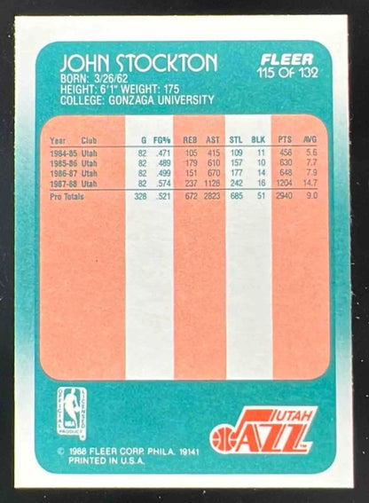1988-89 Fleer #115 John Stockton RC