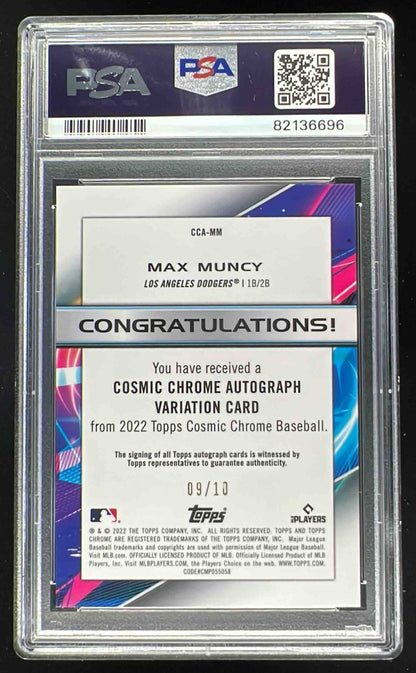 2022 Topps Cosmic Chrome Black Eclipse Refractor #MM Max Muncy Auto /10 PSA 10