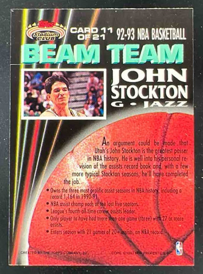 1992-93 Topps 93 Stadium Club Beam Team #11 John Stockton