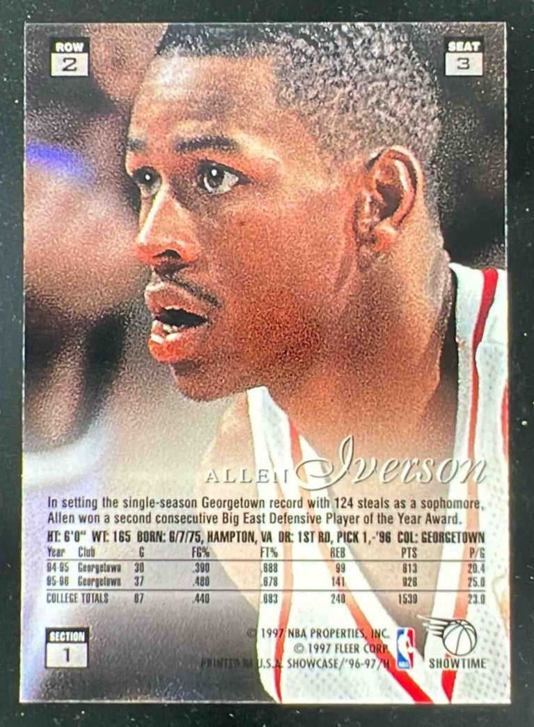 1996-97 Fleer Flair Showcase Flair Showcase Row 2 (Style) #3 Allen Iverson RC