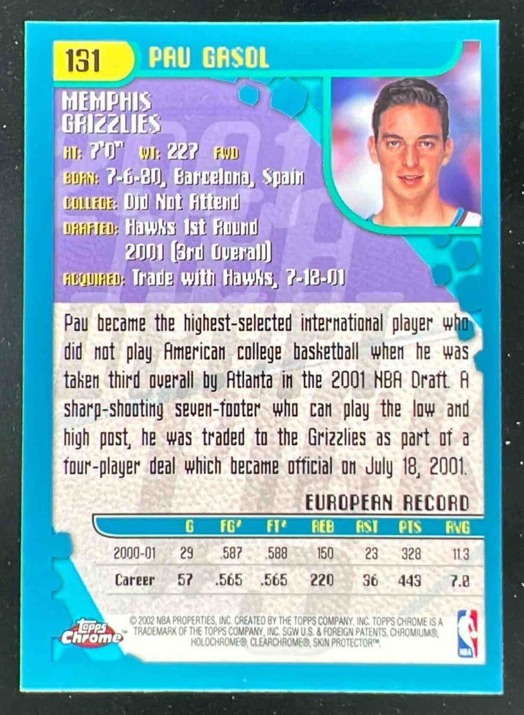 2001-02 Topps Chrome #131 Pau Gasol RC