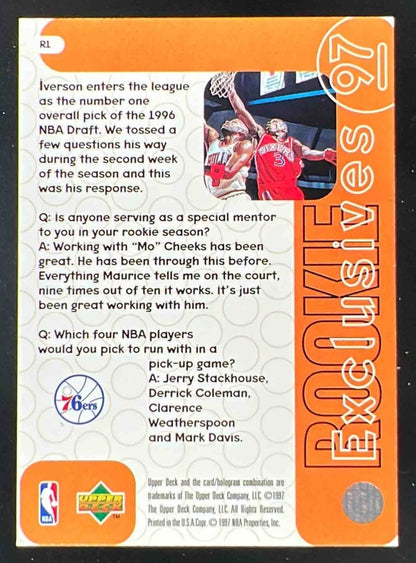 1996-97 Upper Deck Rookie Exclusives #R1 Allen Iverson RC