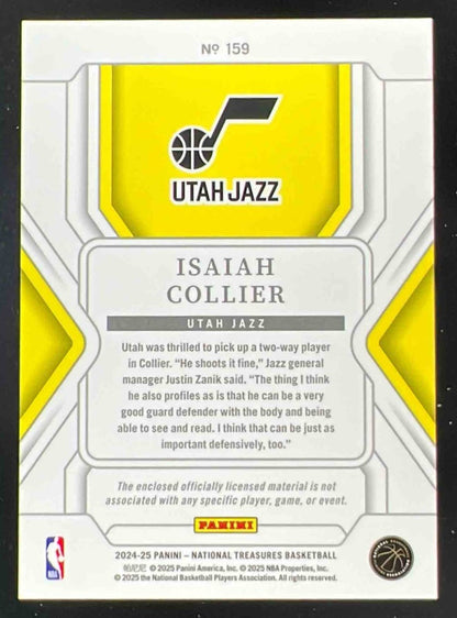 2024-25 Panini National Treasures Rookie Patches #159 Isaiah Collier /99