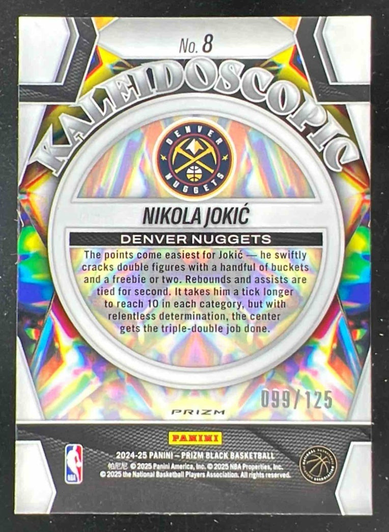 2024-25 Panini Prizm Black Kaleidoscopic Blue Ice Prizms #8 Nikola Jokic /125