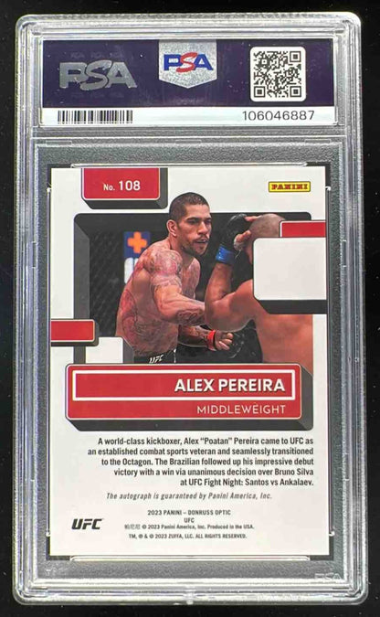 2023 Panini Donruss Optic UFC Optic Signatures #108 Alex Pereira RC Auto PSA 10