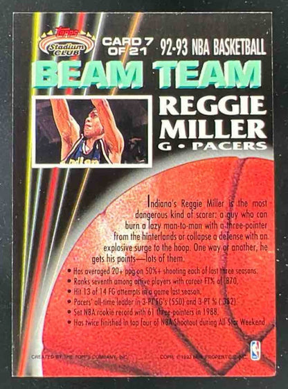 1992-93 Topps 93 Stadium Club Beam Team #7 Reggie Miller