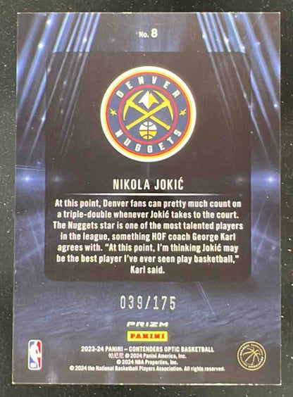 2023-24 Panini Contenders Optic VIP's Red Cracked Ice #8 Nikola Jokic /175